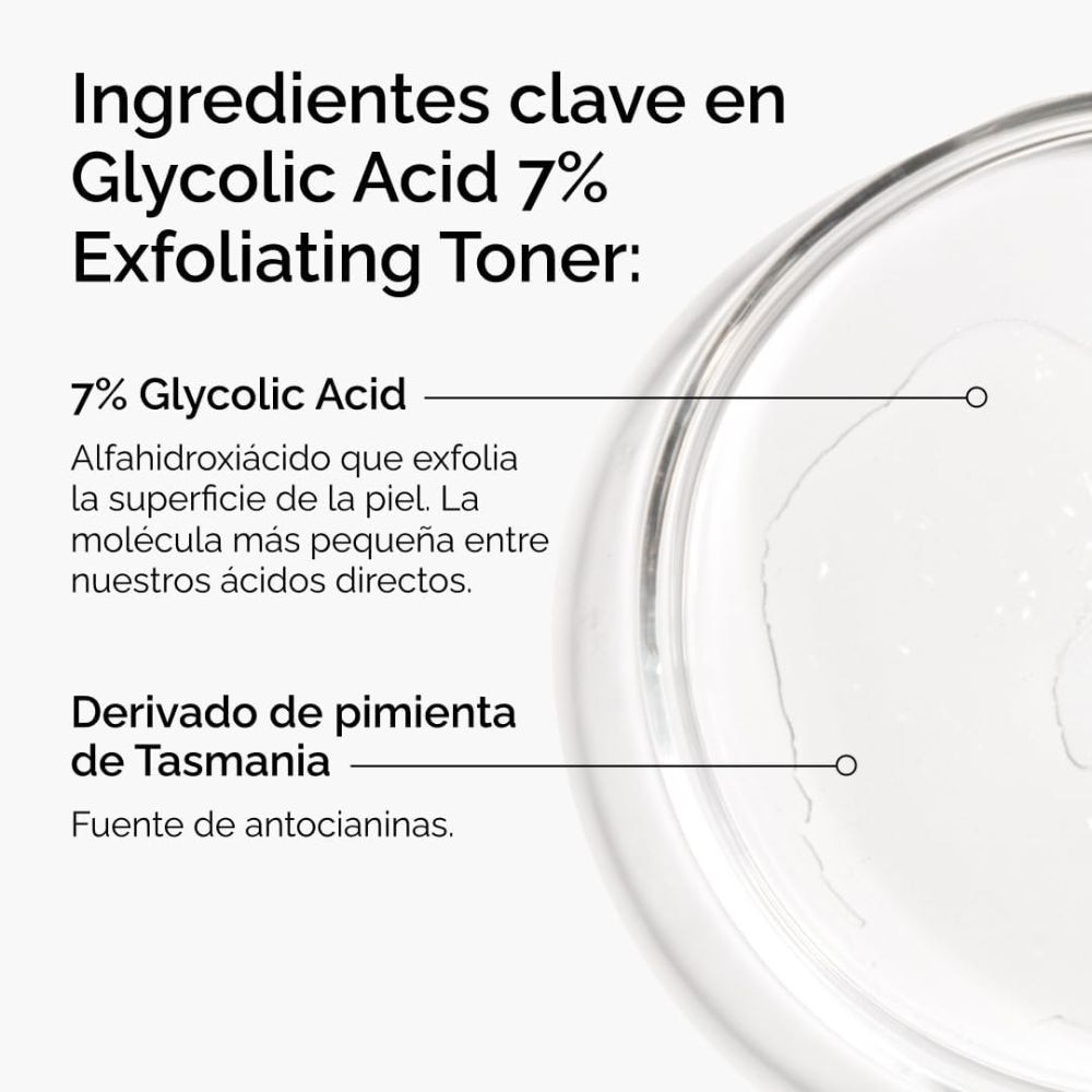 EXFOLIANTE DE &Aacute;CIDO GLIC&Oacute;LICO 7% T&Oacute;NICO (T&Oacute;NICO PARA BRILLO Y TEXTURA)